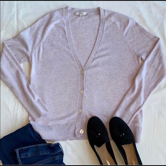 LOFT Lavender Basic Cardigan - Picture 2 of 2
